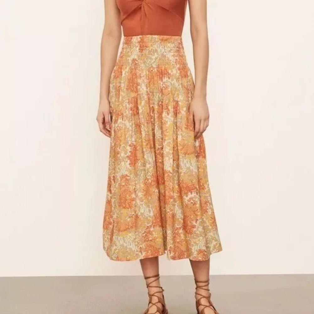 Vince Garden Smocked Tiered Skirt